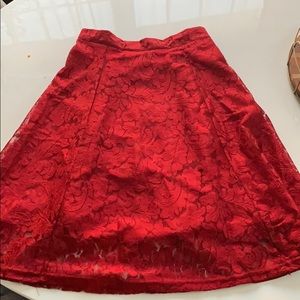 red lace A-line skirt
